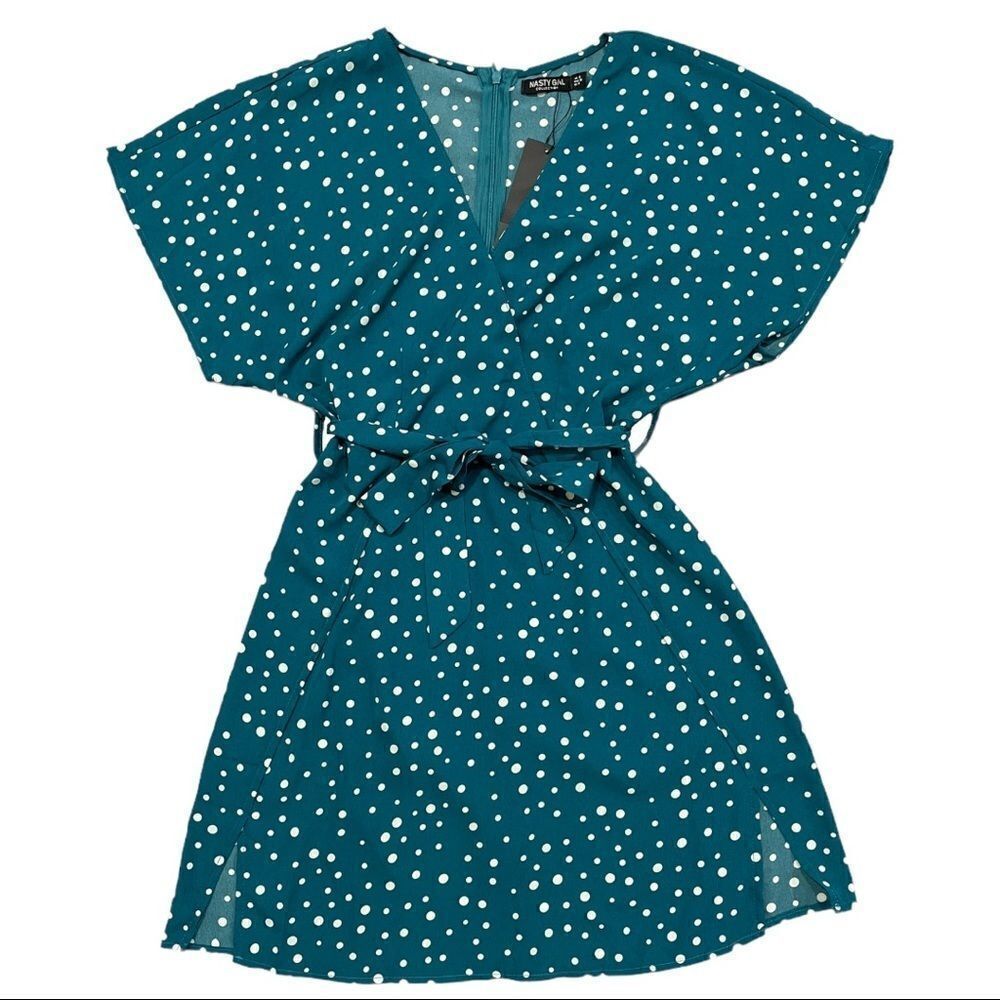 Nasty Gal Spot In The Name Of Love Spotty Wrap Dress Sz 4 - Picture 2 of 11